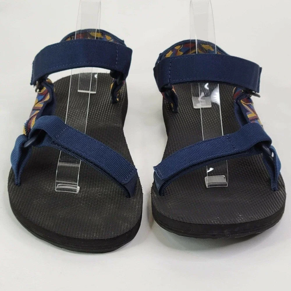 Teva Navy Blue & Black Strappy Sandals with Multicolor Geometric Accent #0739